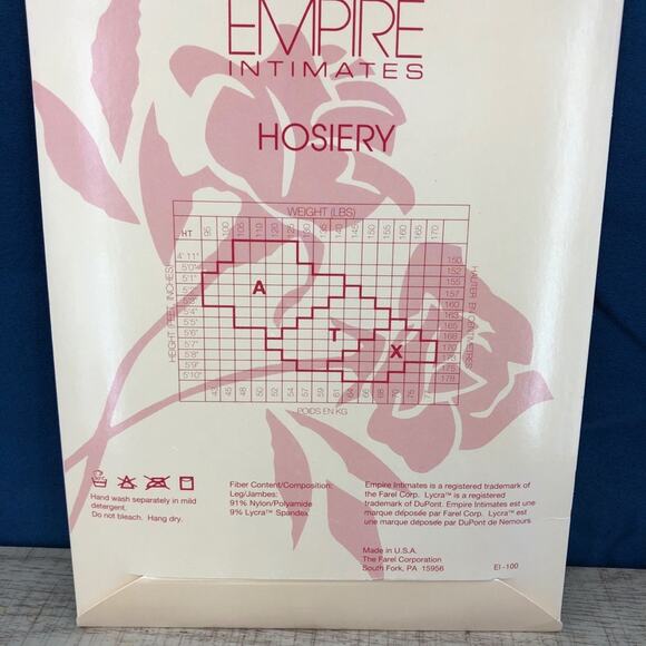 Vintage Empire Intimates (OS) White Nylon/Lycra Blend Stockings Made in USA K1 - Picture 2 of 3
